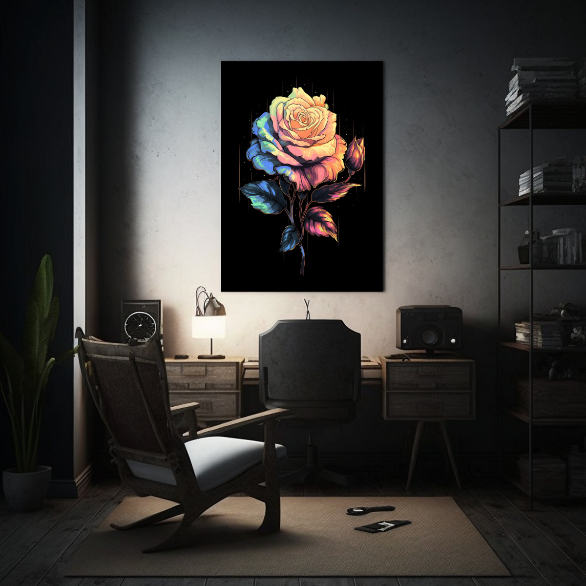 ARTE TEMA TEMÁTICA ROSA NEGRA ARTE PIXELADO 40X50 CM - 2