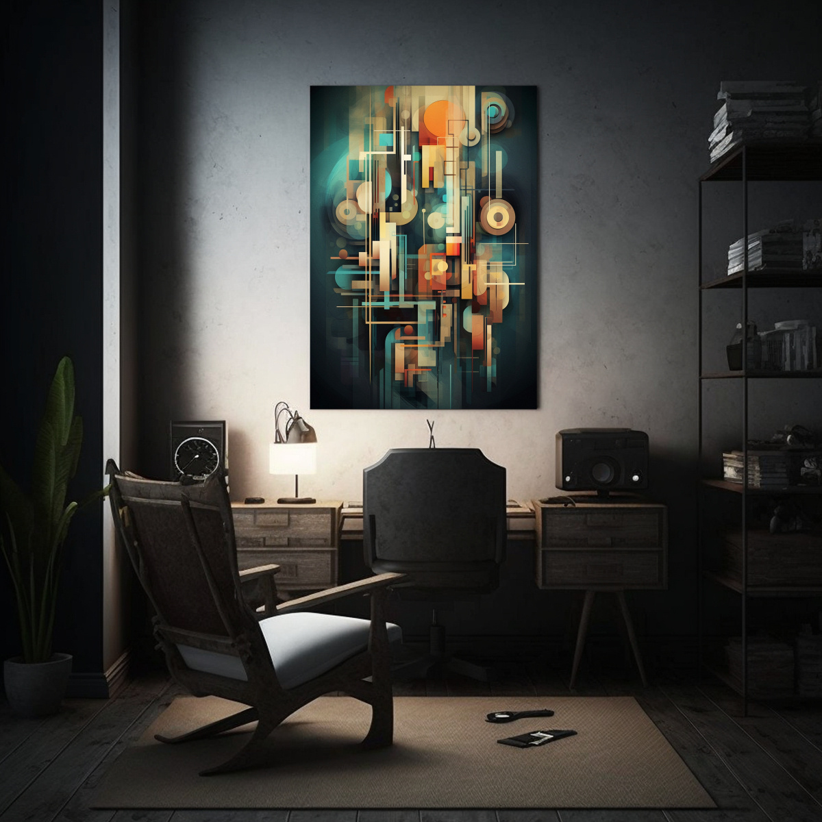 PINTURA ABSTRACTA Y GEOMÉTRICA DE ALTA CALIDAD 80X120 CM - 2