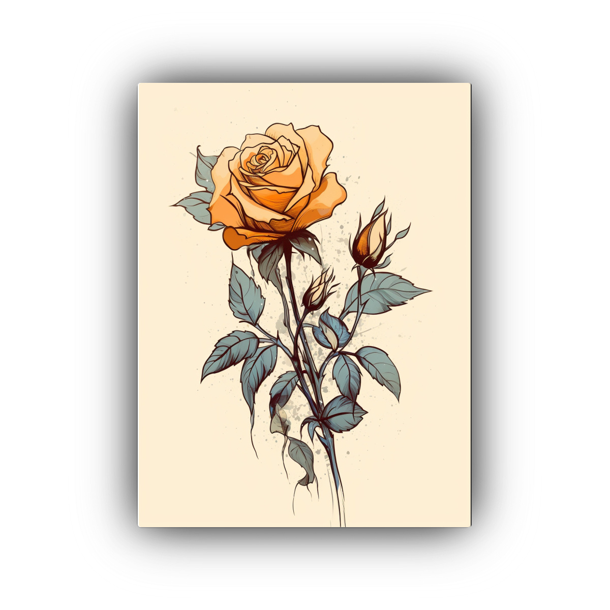 ARTE DE PARED DIBUJO DE FLOR EN BOCETO HECHO A 30X45 CM - 1