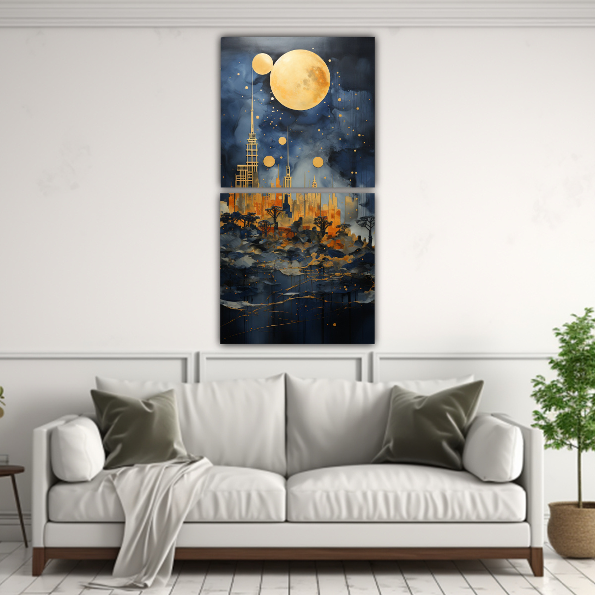 PINTURAS DE DECORACIÓN ÚNICAS EN DOS CUADROS 80X160 CM - 2