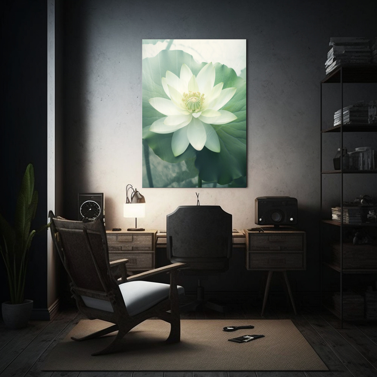 PINTURA DECORATIVA ESTILO BAUHAUS CON FOLLAJE 60X90 CM - 2