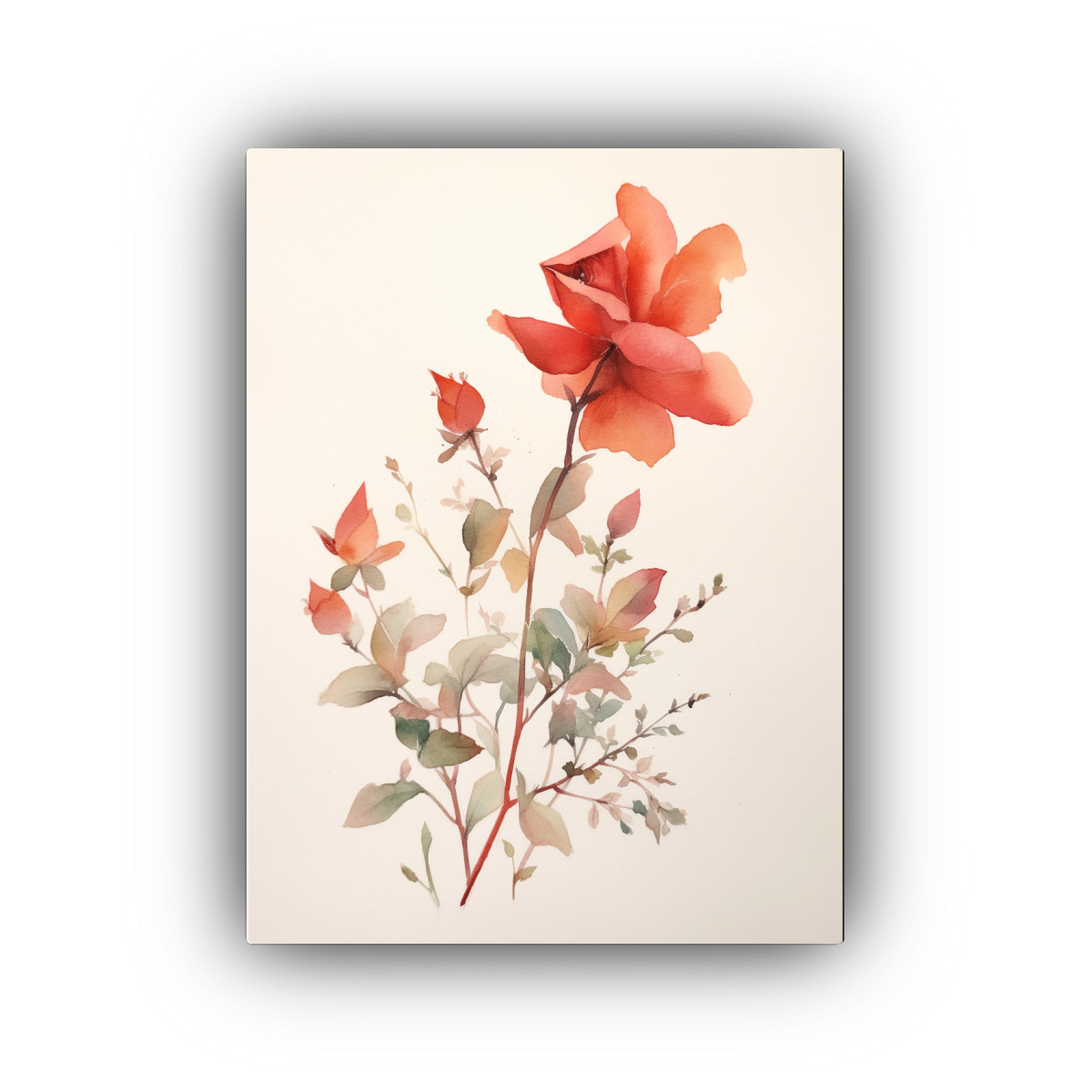 CUADRO DE BAÑO MINIMALISTA CON FLORES Y HOJAS 20X30 CM - 1