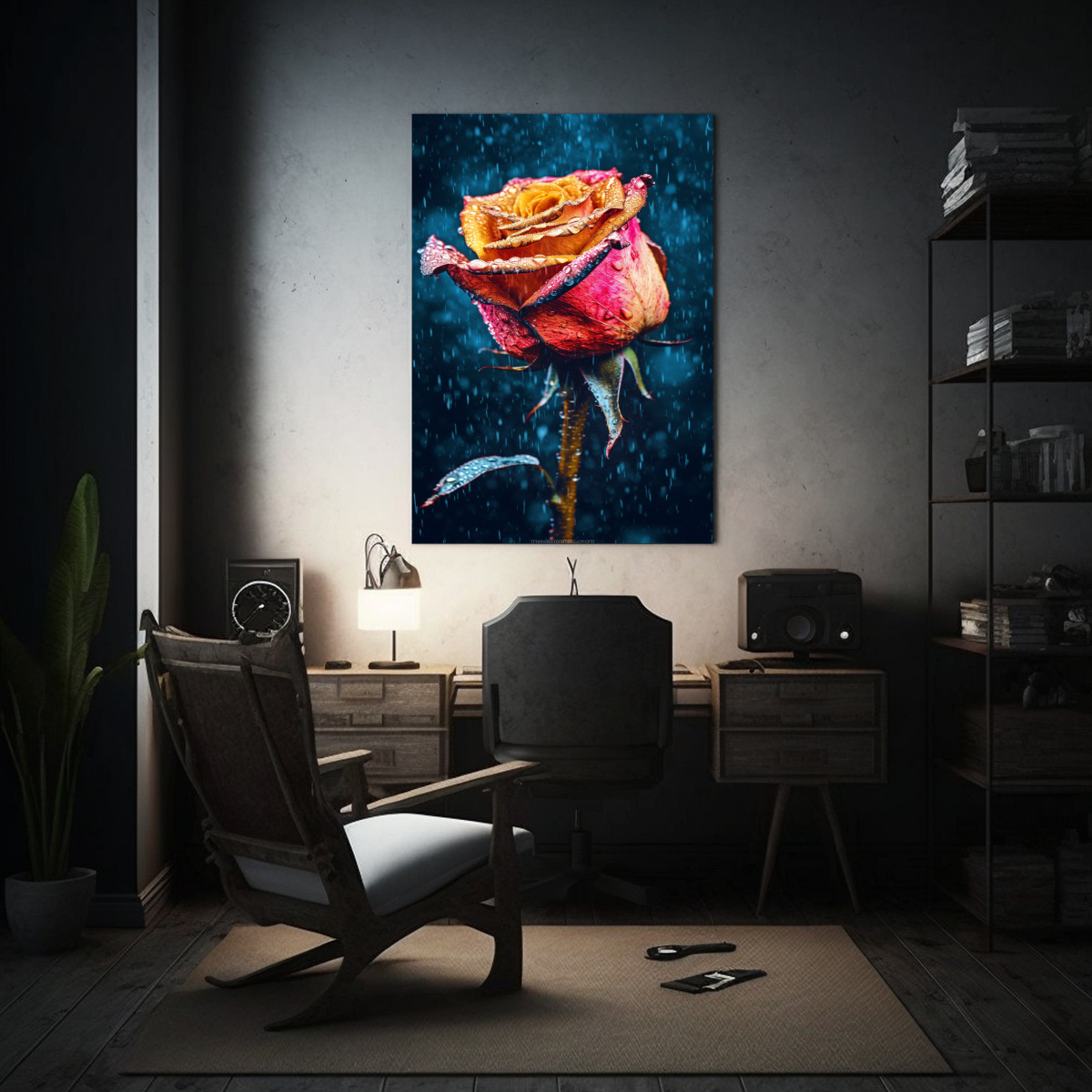 PINTURA DECORATIVA CON TONOS CÁLIDOS DE ROSA 40X60 CM - 2