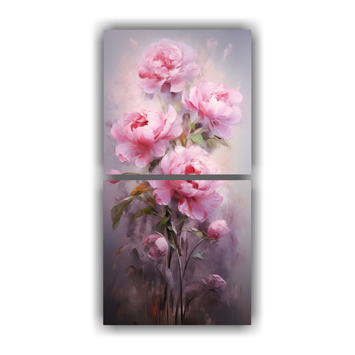 CUADRO MODERNO ROSADO DE PEONÍAS EN LIENZO 20X40 CM - 1