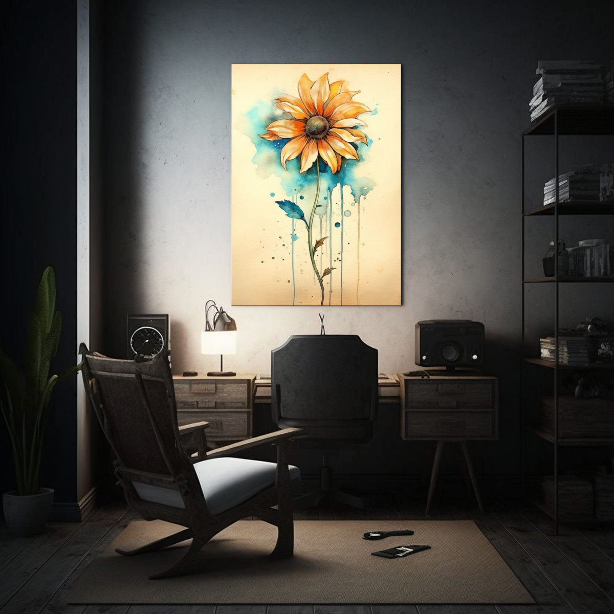 CUADRO INSPIRADOR DE FLORES ESTILO ACUARELA Y 50X75 CM - 2