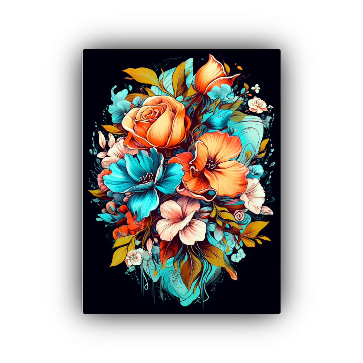 CUADRO VIVIDO DE DISEÑO FLORAL CON COLORES 30X40 CM - 1