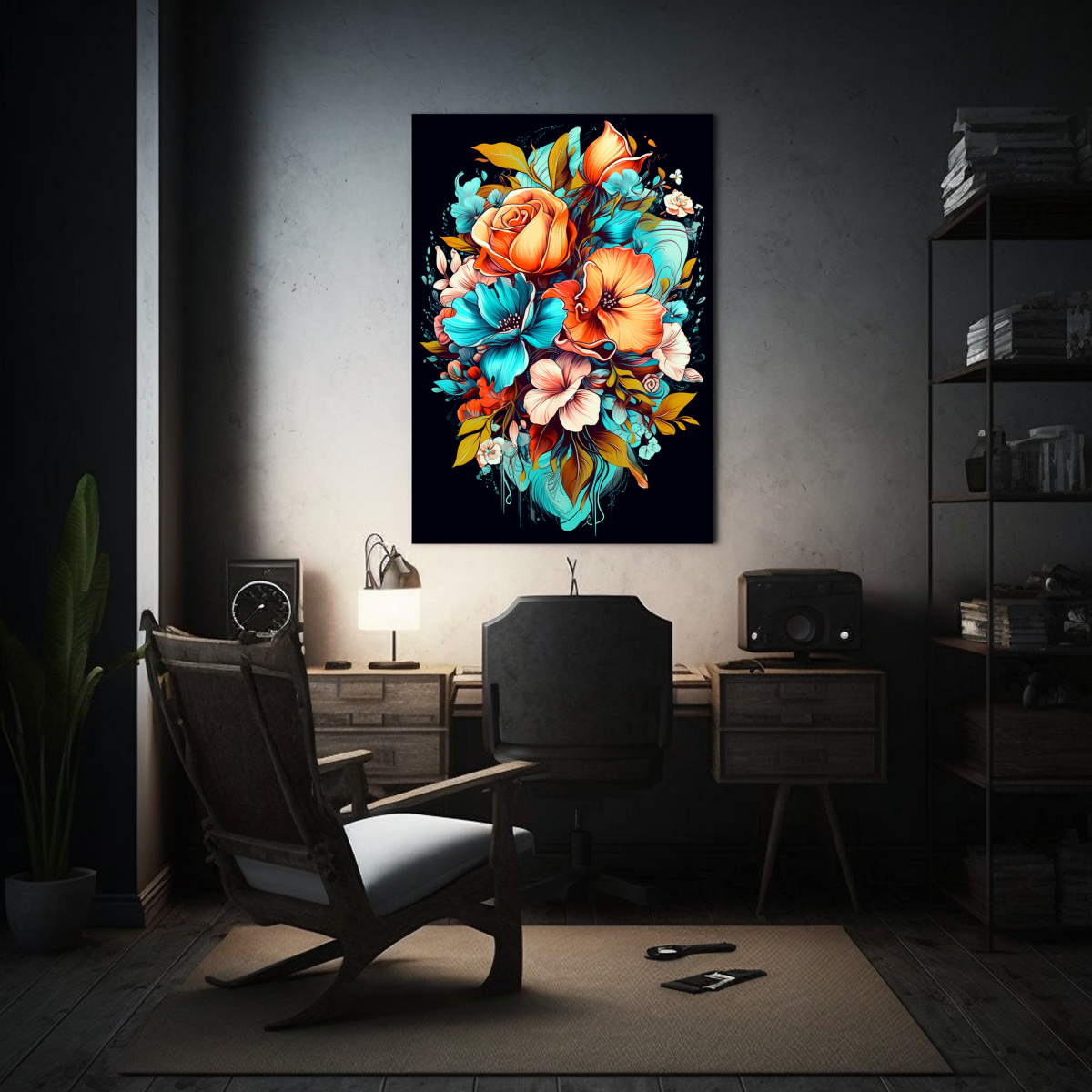 CUADRO VIVIDO DE DISEÑO FLORAL CON COLORES 30X40 CM - 2