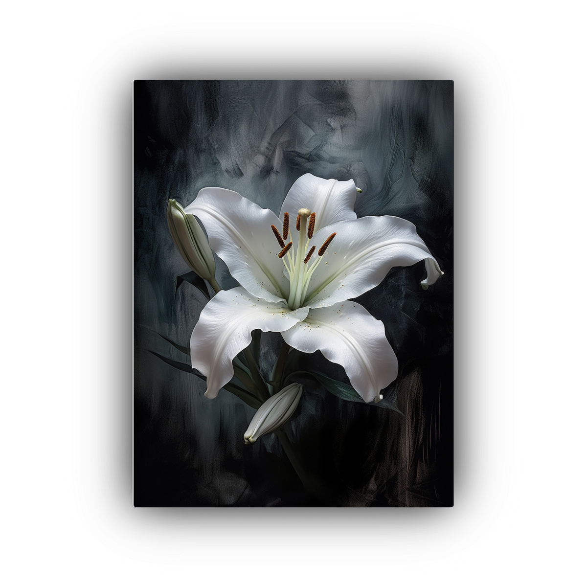 PINTURA DECORATIVA EXCLUSIVA DE LIRIOS BLANCOS 30X40 CM - 1