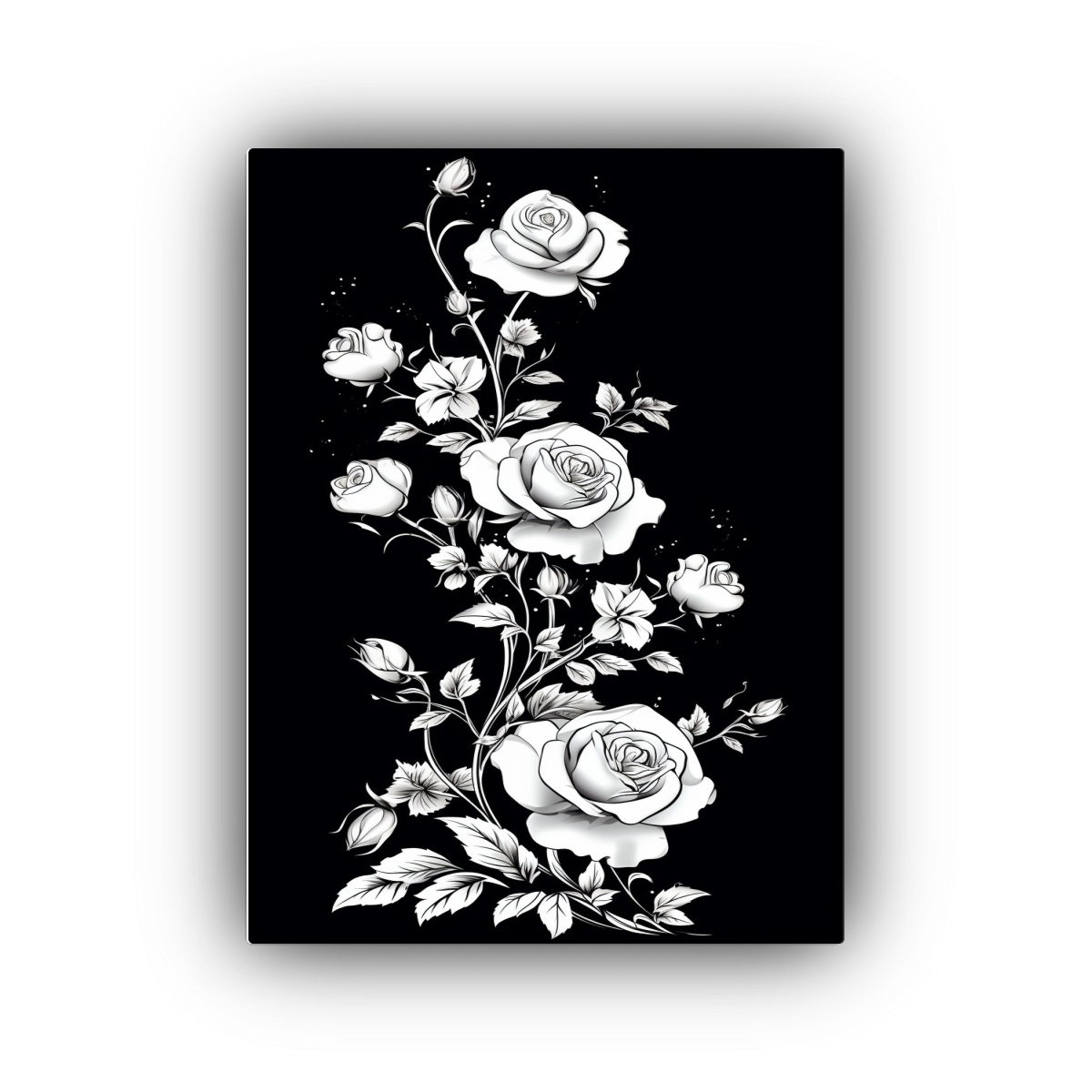 PINTURA DECORATIVA DE ROSAS BLANCAS SIMPLES EN 60X90 CM - 1