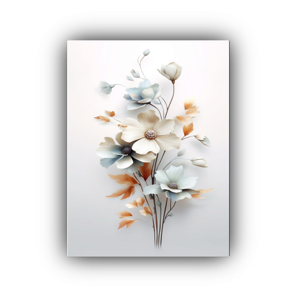PINTURAS DECORATIVAS DE FLORES PÁLIDAS EN FONDO 40X50 CM - 1