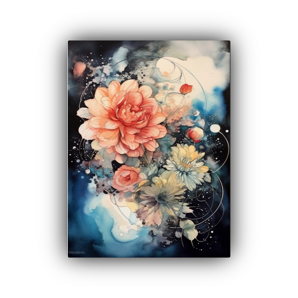 PINTURAS DECORATIVAS DE FLORES ESTILO ACUARELA Y 30X45 CM - 1