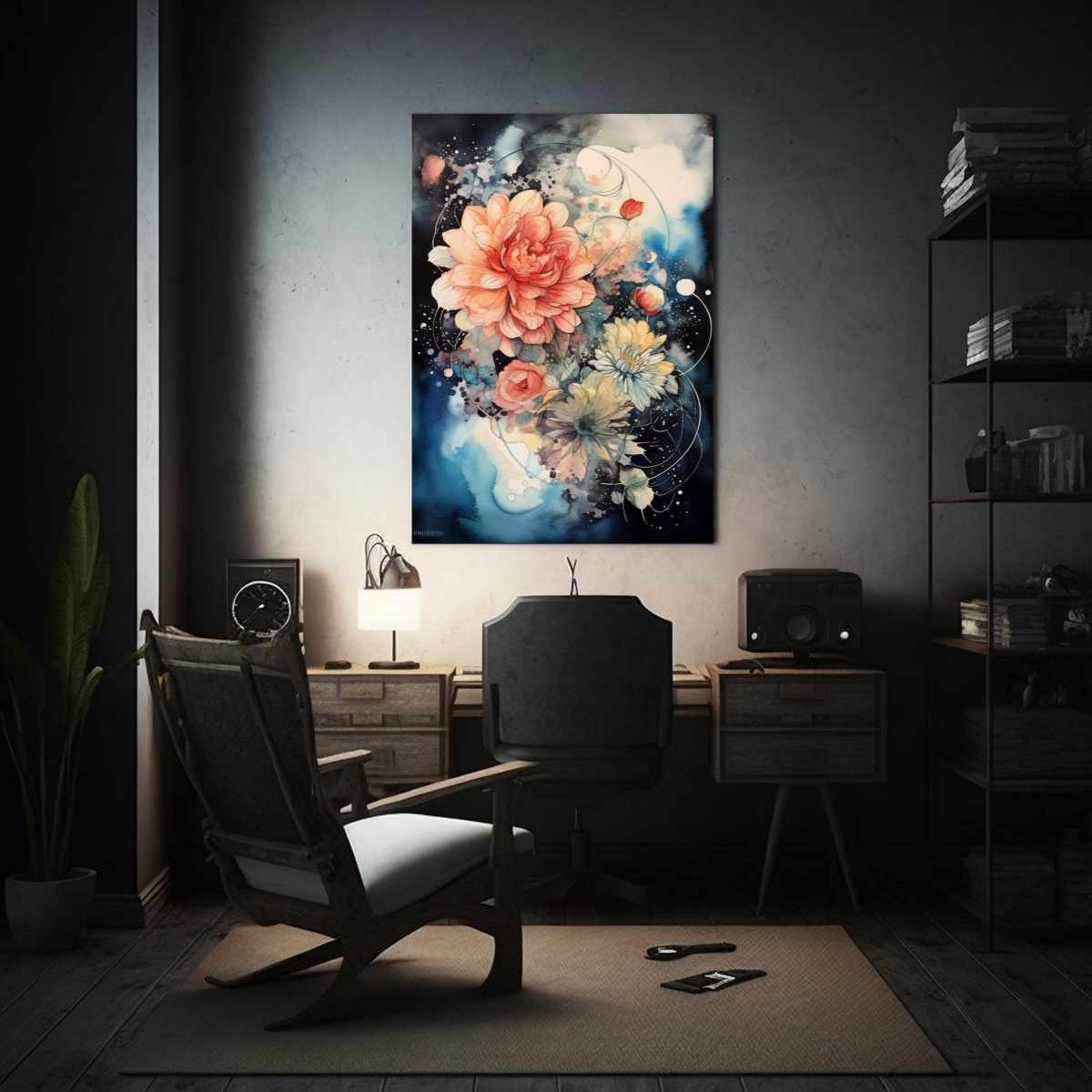 PINTURAS DECORATIVAS DE FLORES ESTILO ACUARELA Y 30X45 CM - 2