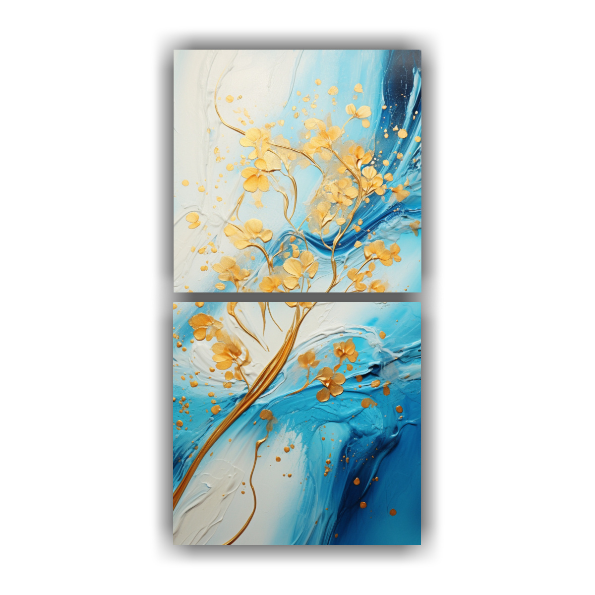 PINTURA MODERNA EN VIBRANTES COLORES Y DORADOS EN 50X100 CM - 1
