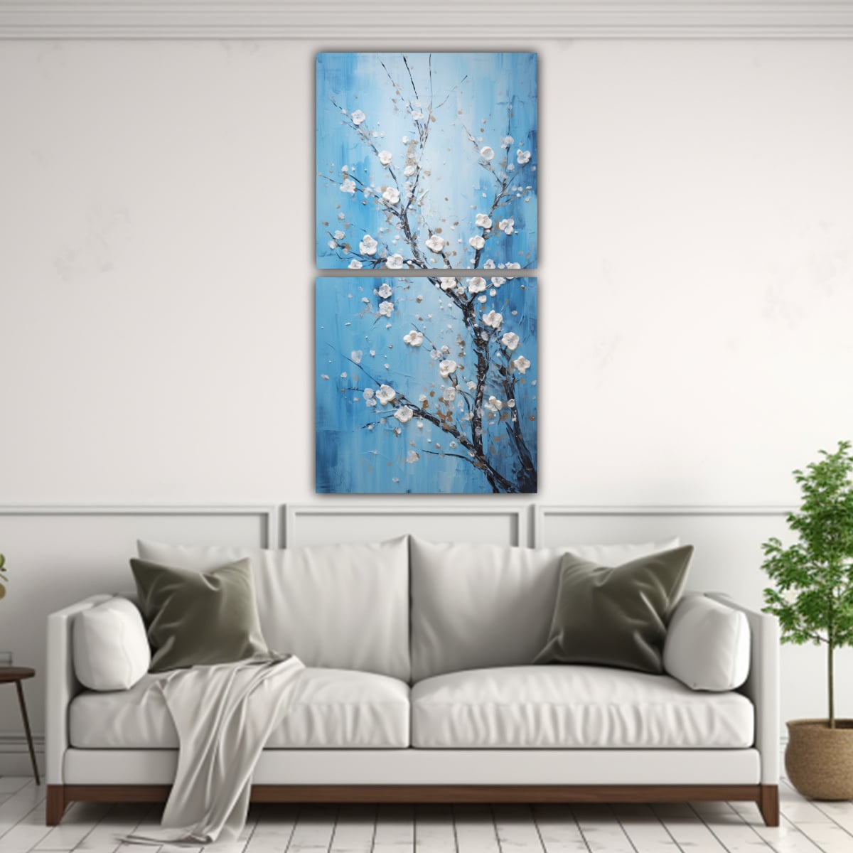 CUADROS ESTILO GALERÍA DE ÉPOCA CON FLORES DE 30X60 CM - 2