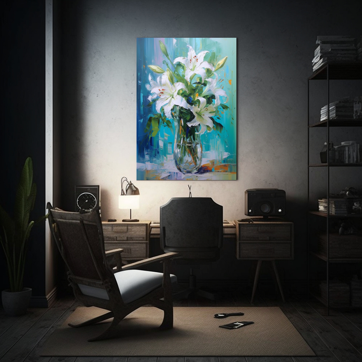 CUADRO DECORATIVO MODERNO: LIRIOS FLORECEN EN 30X40 CM - 2
