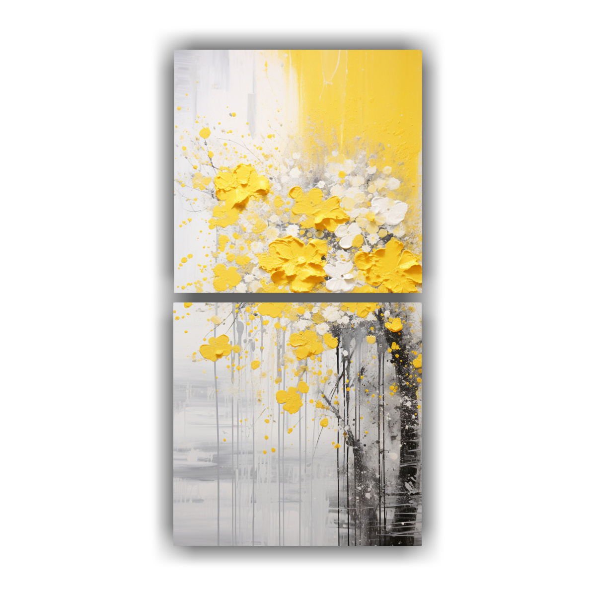 DOS LIENZOS DE TELA DIBUJO ESTILO EN AMARILLO Y 30X60 CM - 1