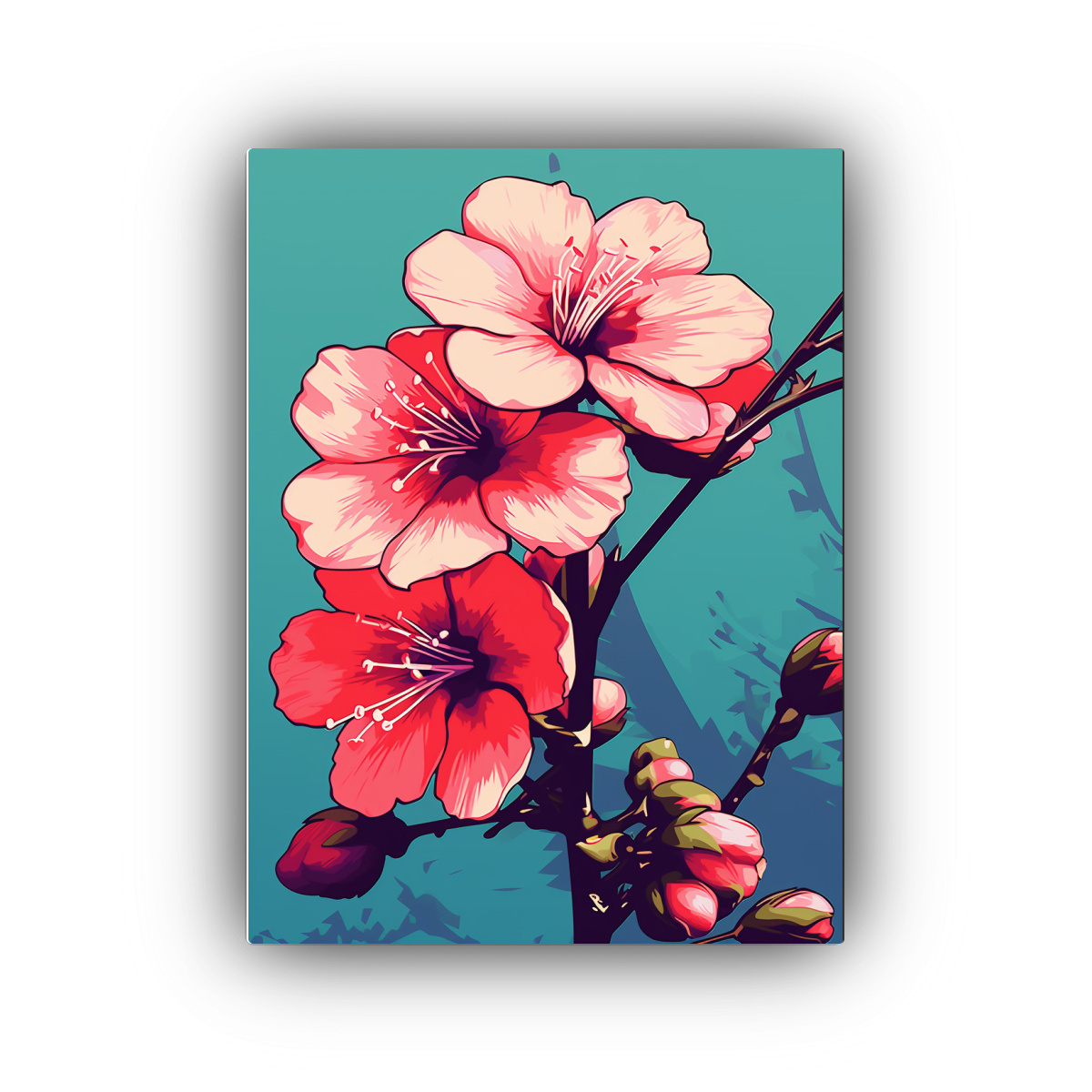 PINTURA DECORATIVA DE ROSA DE SHARON ESTILO POP 50X75 CM - 1