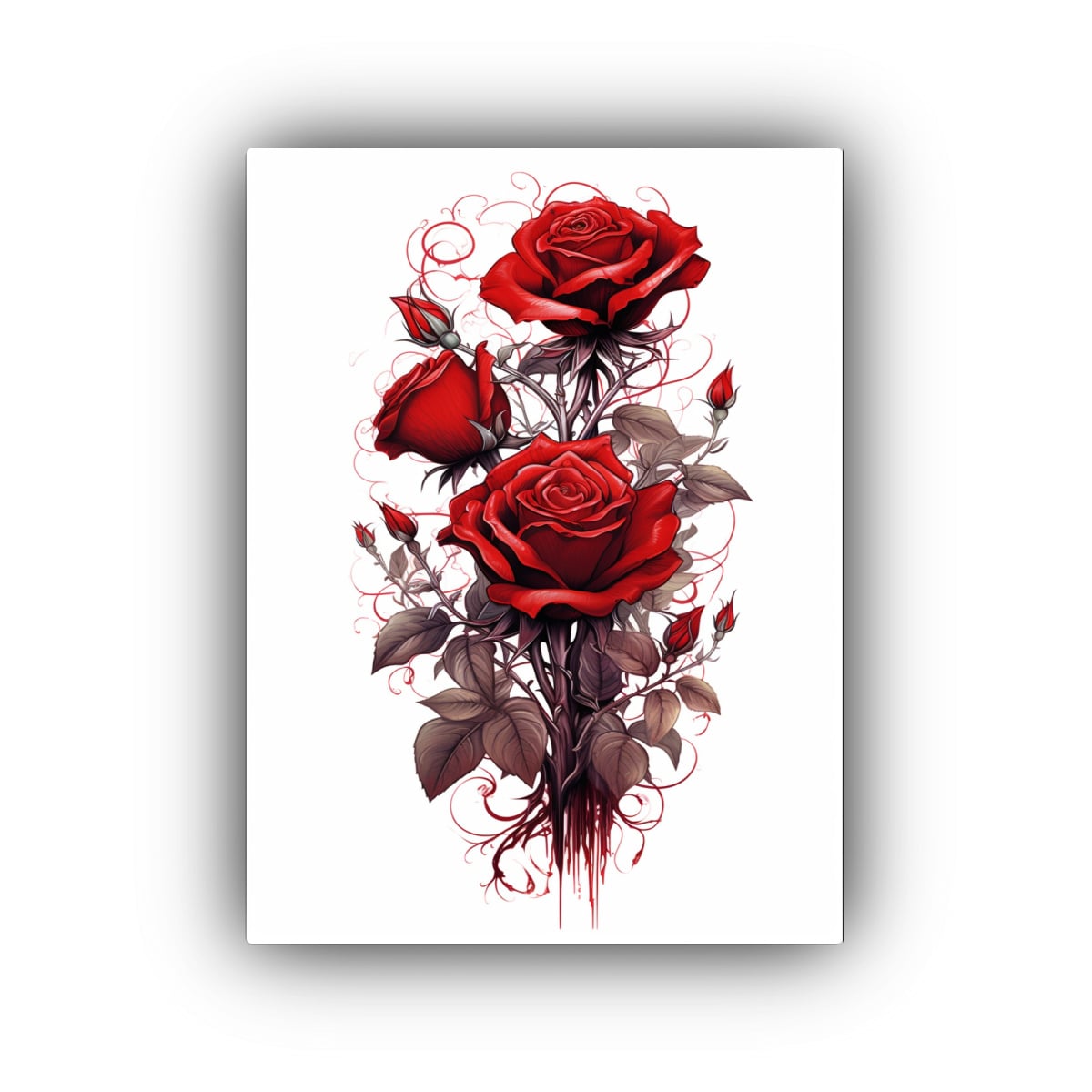CUADRO DE ROSAS ROJAS EN FONDO BLANCO DE 80X120 CM - 1