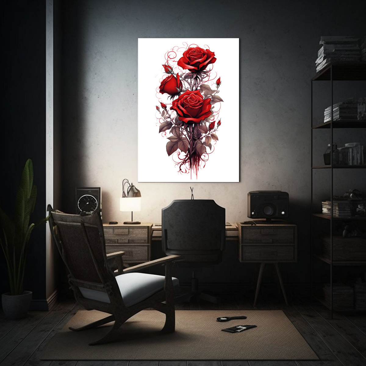 CUADRO DE ROSAS ROJAS EN FONDO BLANCO DE 80X120 CM - 2