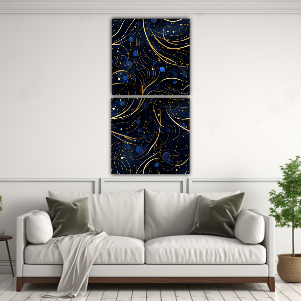 CUADRO VINTAGE PERSONALIDAD EN AZUL OSCURO SOBRE 60X120 CM - 2