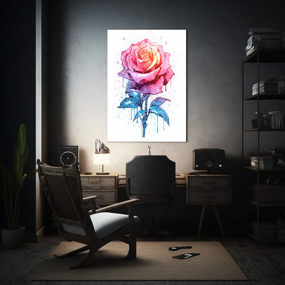 CUADRO PATRÓN INTENSO EXPOSICIÓN ROSA 60X90 CM - 2