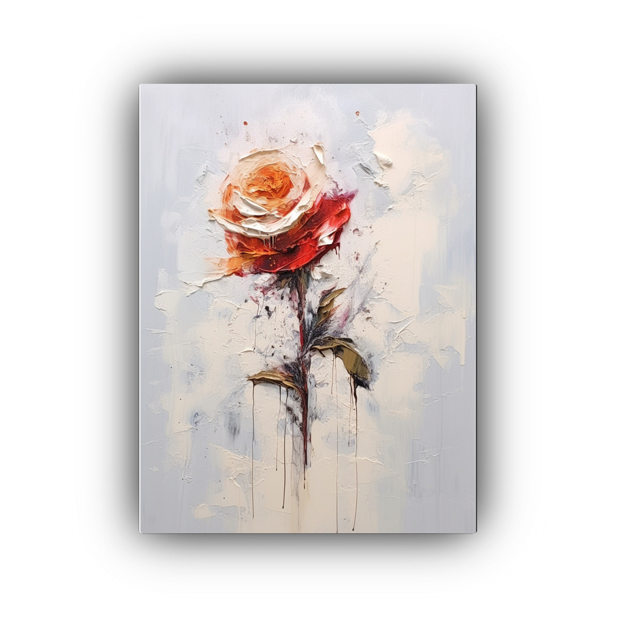 PINTURA SURREALISTA DE MONTAÑA CON FLORES ROSAS 40X60 CM - 1