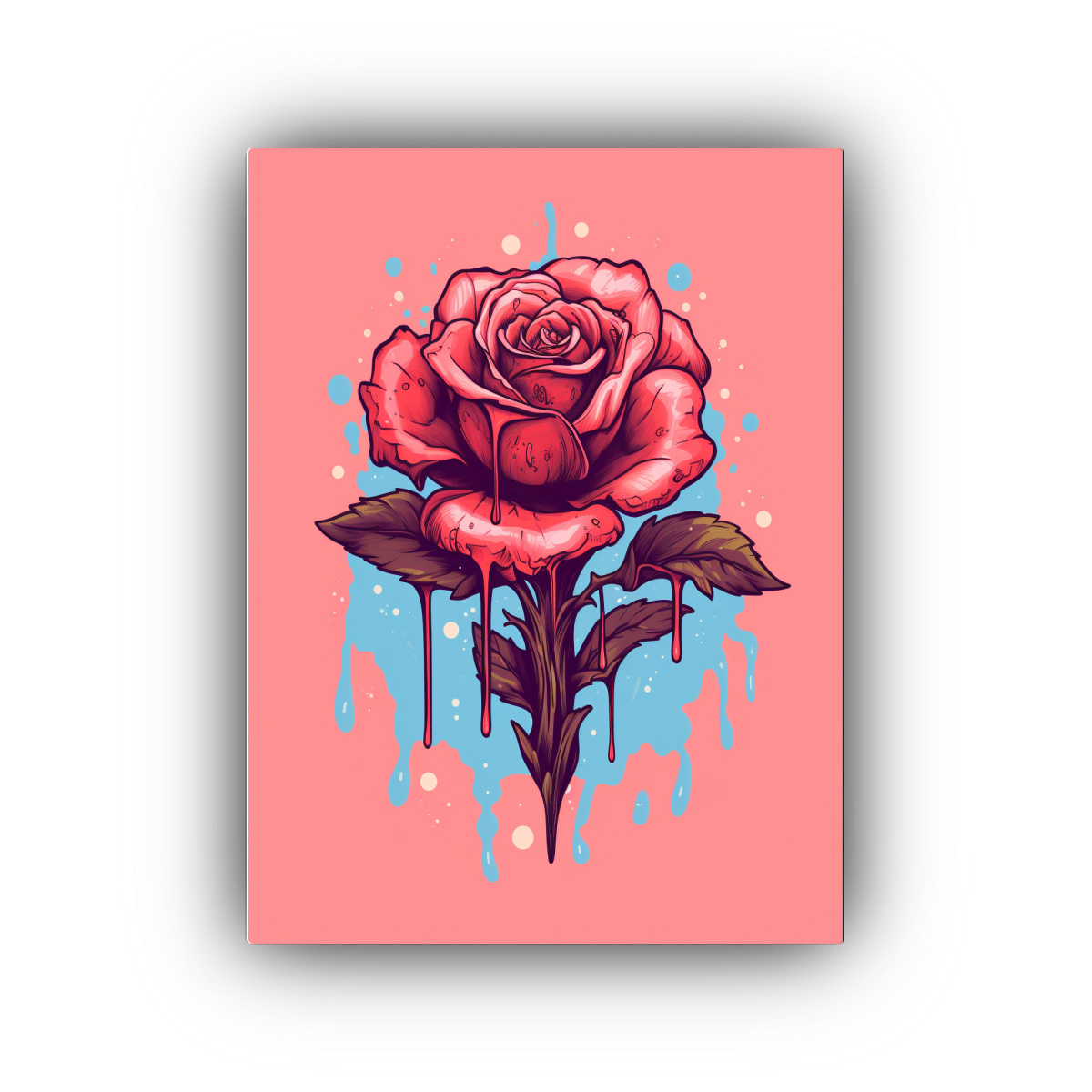 PINTURA DE ARTE DE PARED CON ROSA ROJA SOBRE 30X45 CM - 1