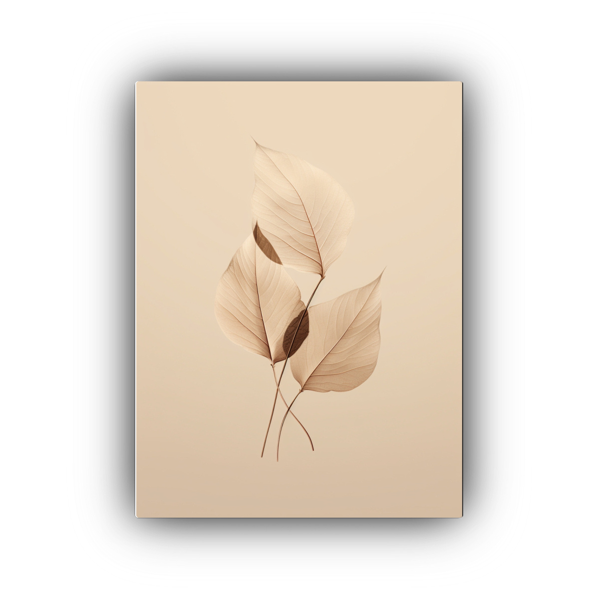 CUADRO DE HOJAS EN FONDO BEIGE ESTILO DECORATIVO 20X30 CM - 1