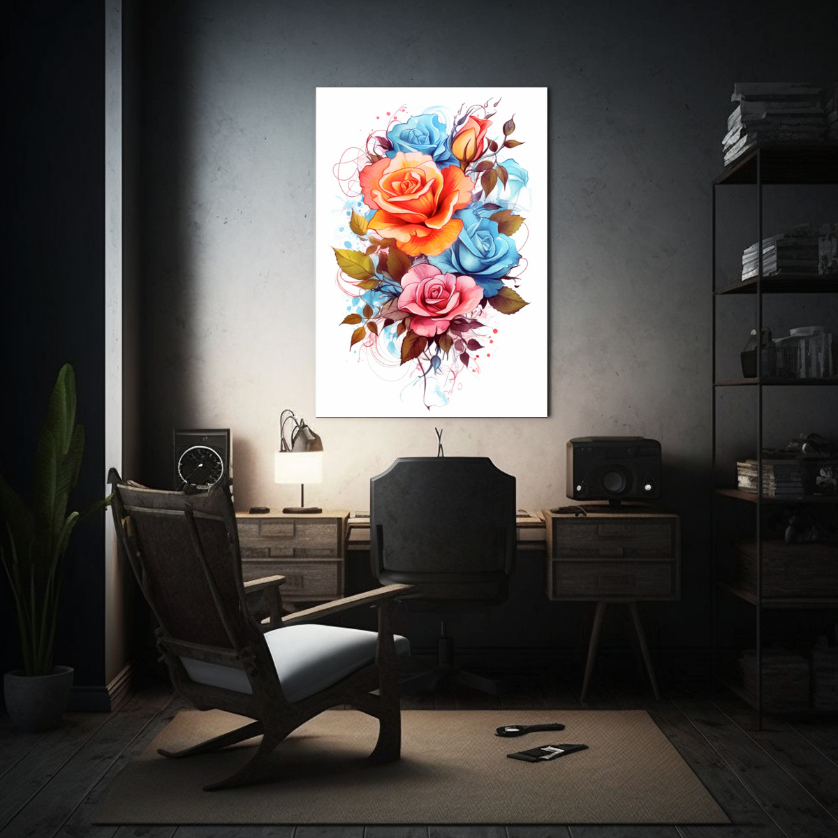 CUADRO FLORAL EN BASTIDOR CON COMPOSICIÓN DE 80X120 CM - 2