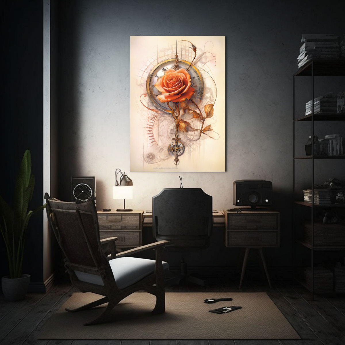 CUADRO DECORATIVO ARTE DE PARED MODERNO CON FLOR 50X65 CM - 2