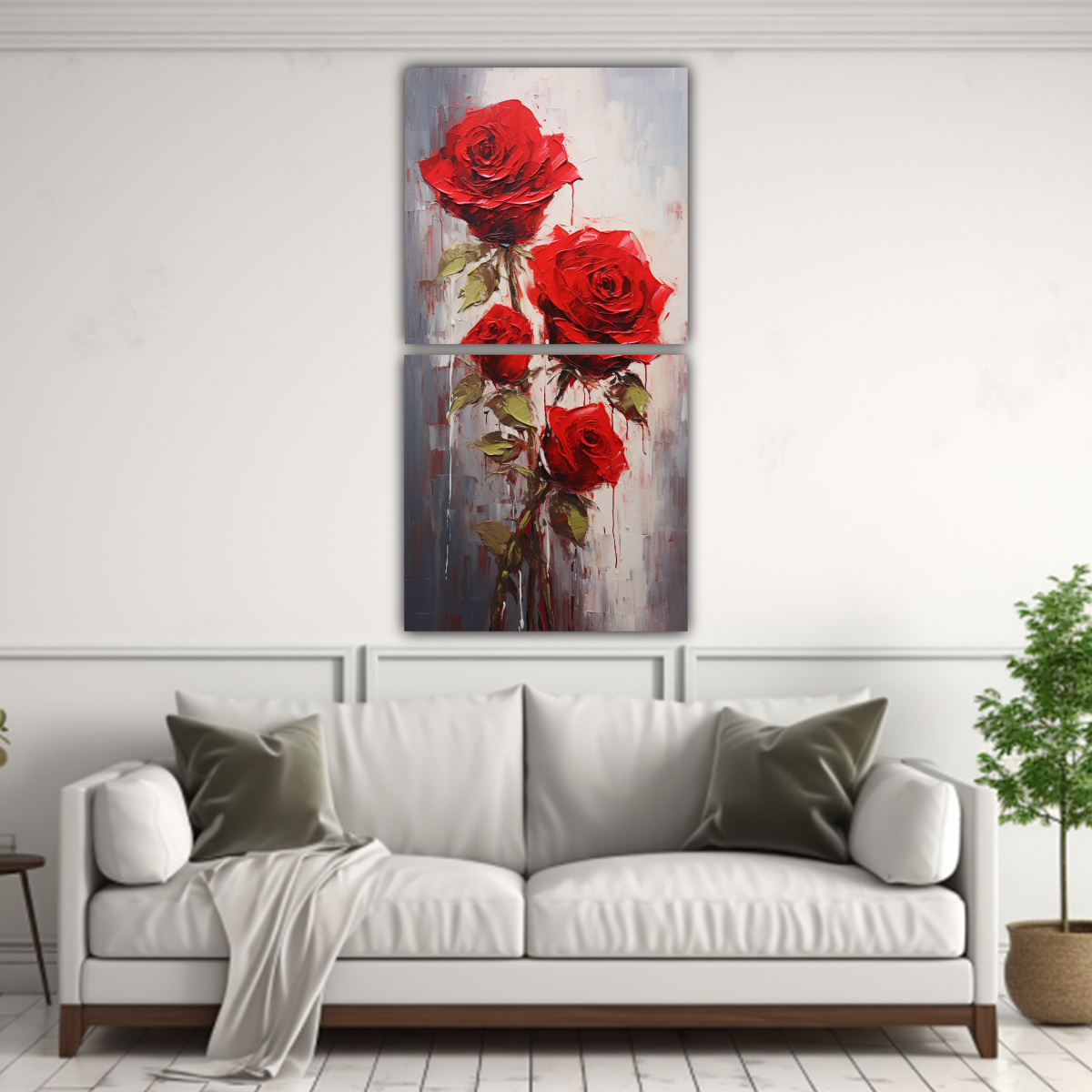 CUADRO TEMÁTICA EXUBERANTE: RED ROSES EN LIENZO 70X140 CM - 2