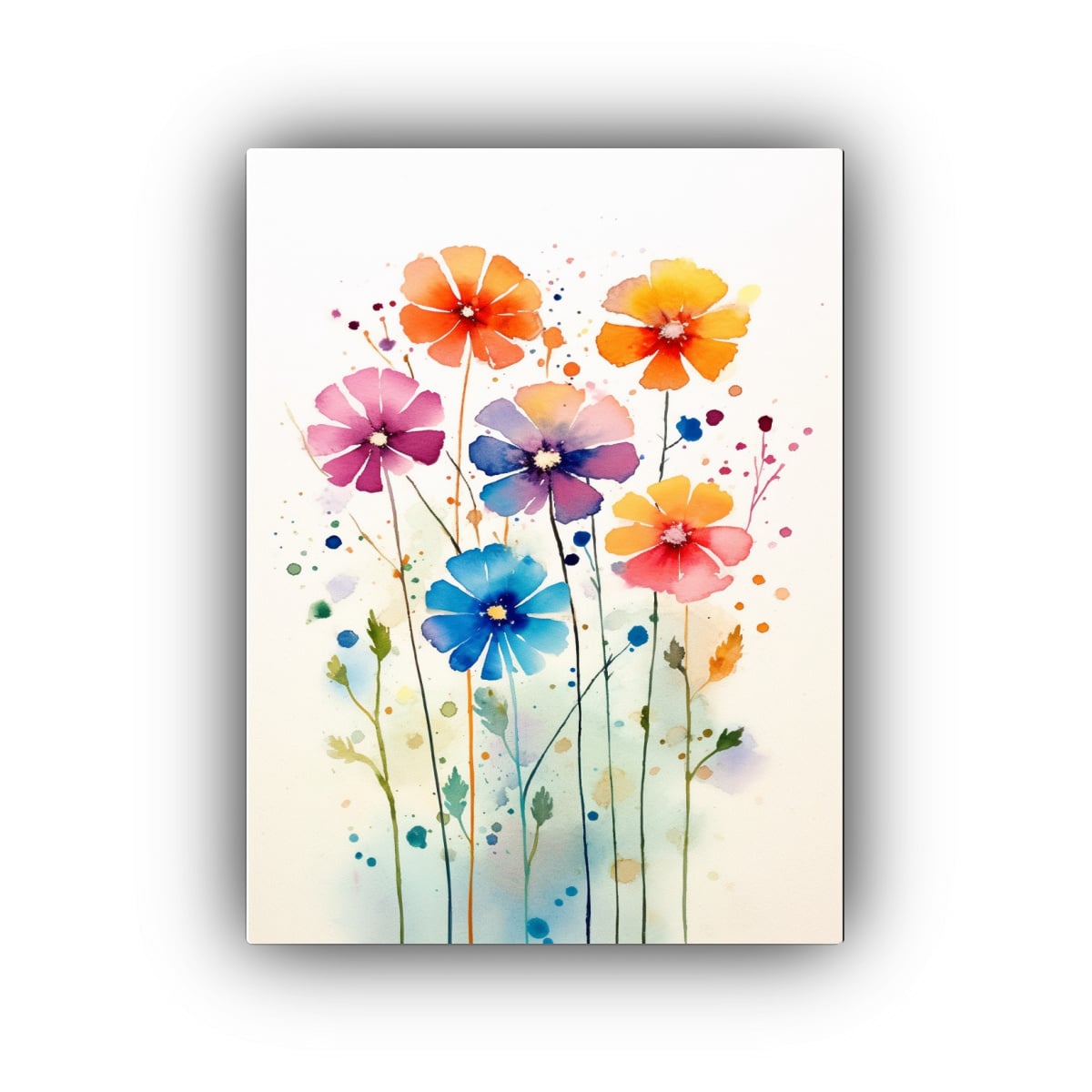 PINTURA ACUARELA FLORES SILVESTRES PERSPECTIVA 50X75 CM - 1