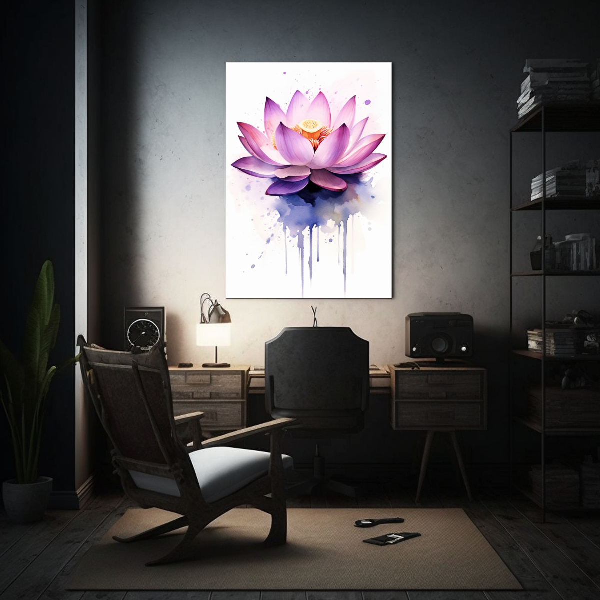 CUADRO CANVA: LOTO ROSA PÚRPURA CON EFECTO 40X60 CM - 2
