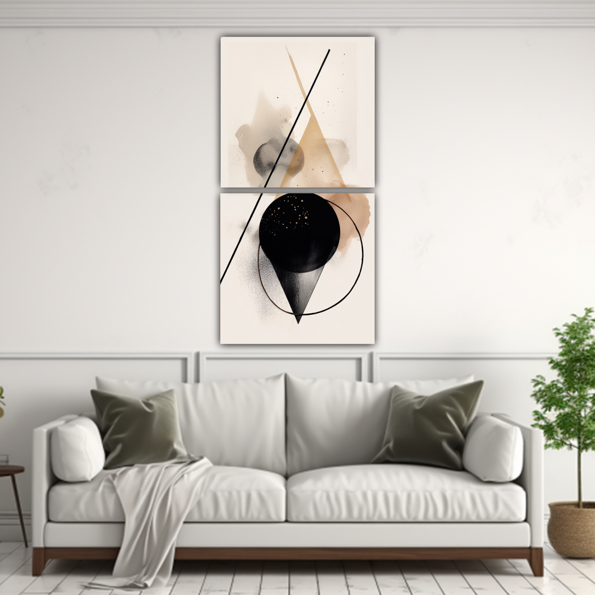 CUADRO ABSTRACTO EN BLANCO Y NEGRO VANGUARDIA 20X40 CM - 2