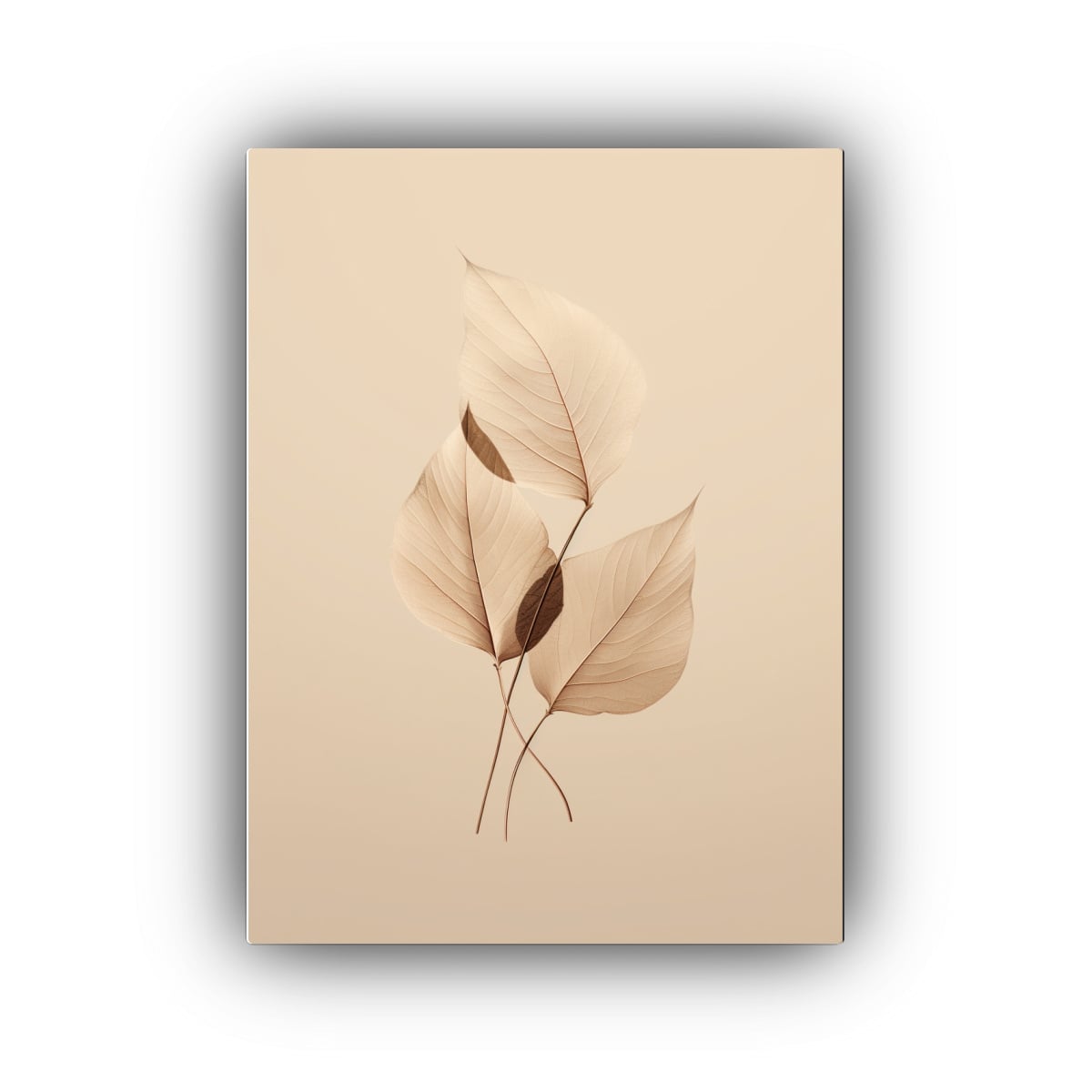 CUADRO DE HOJAS EN FONDO BEIGE ESTILO DECORATIVO 30X45 CM - 1