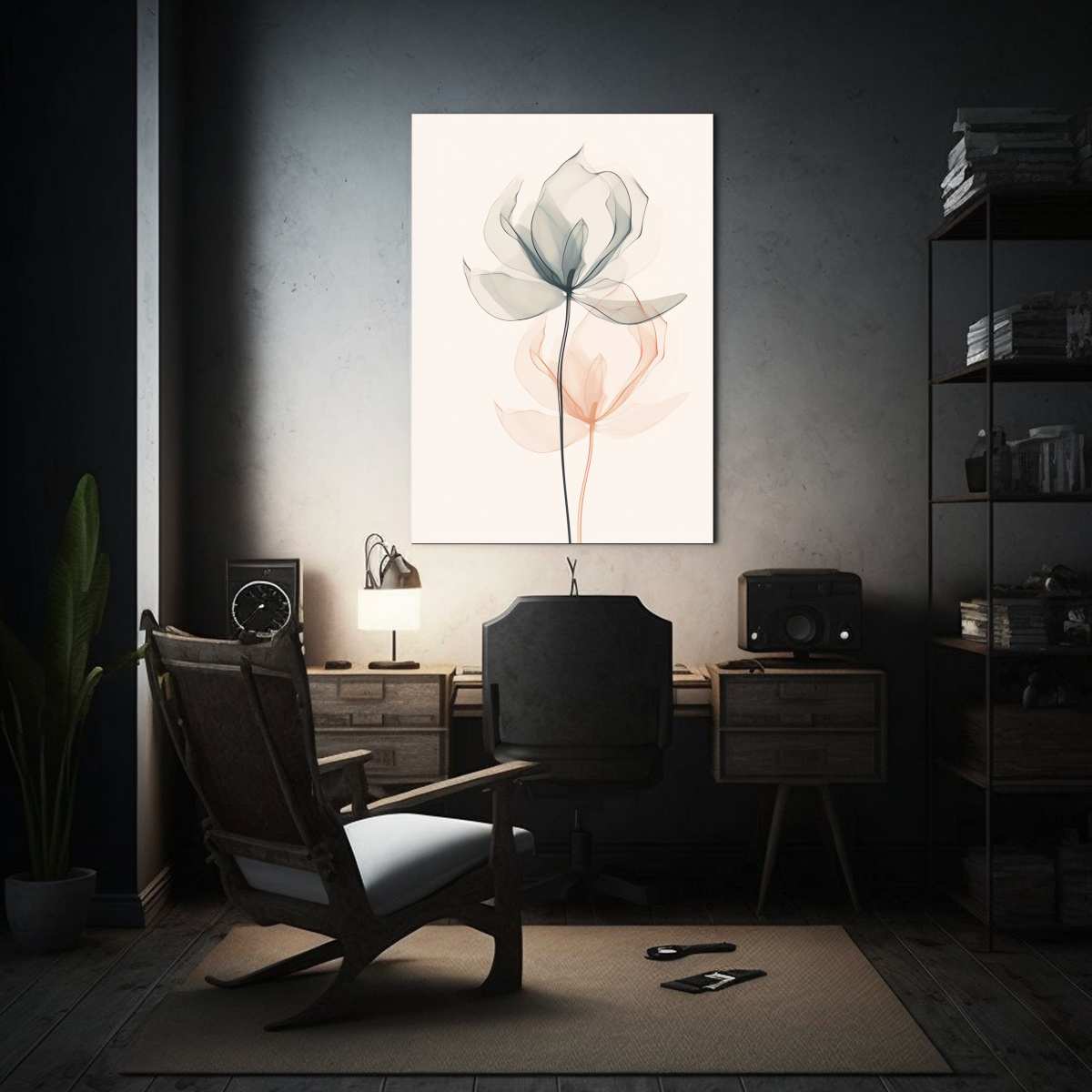 CUADRO LIENZO VINTAGE MINIMALISMO FLOR DE LOTO 20X30 CM - 2