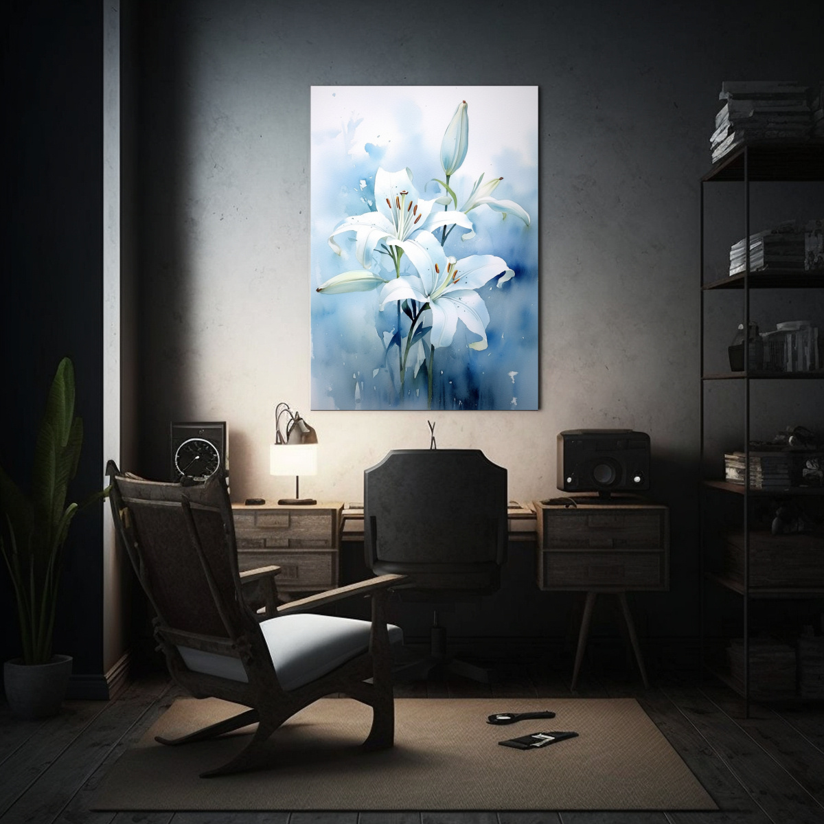 PINTURA DECORATIVA DE FONDO ACUARELA DE LIRIO EN 30X40 CM - 2