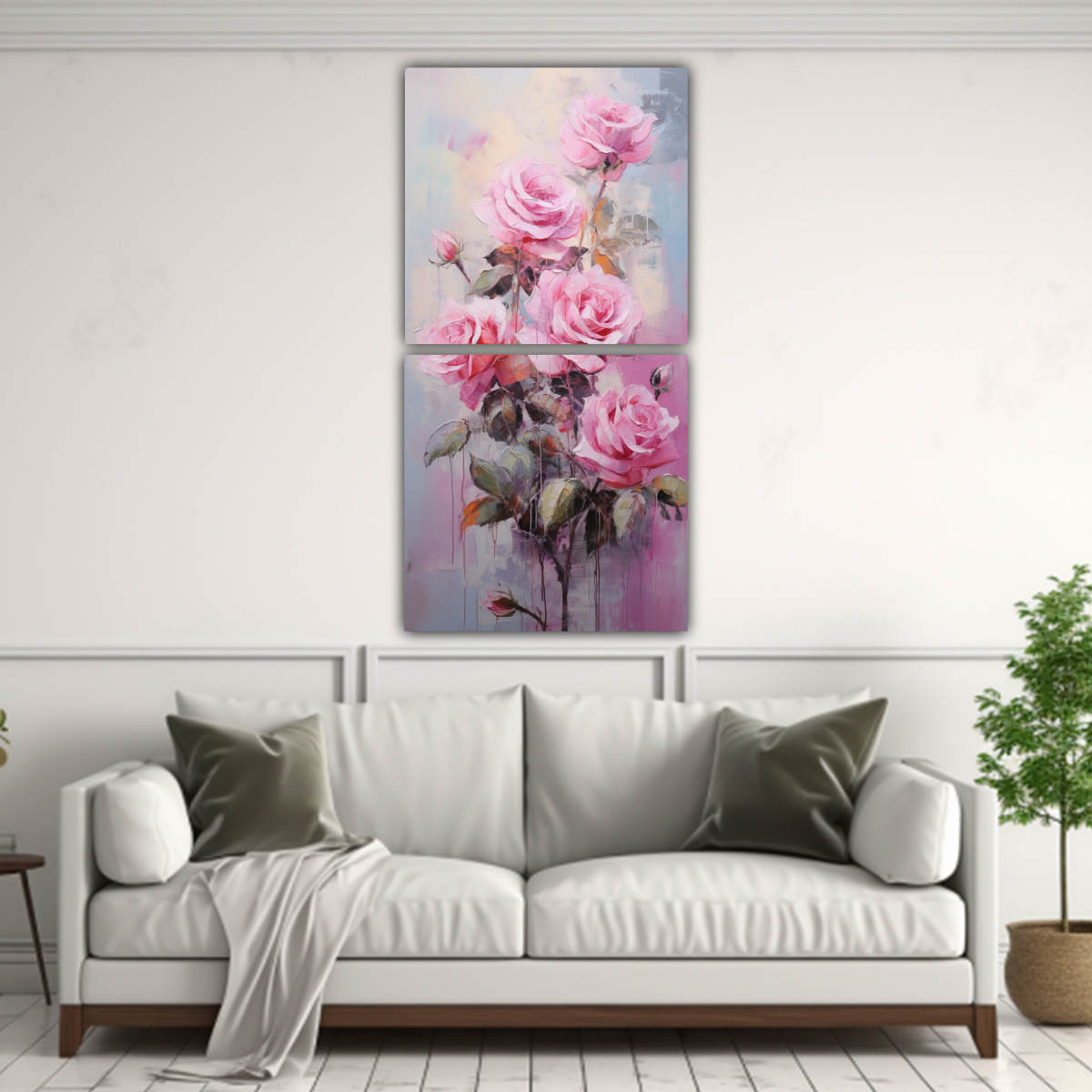 CUADRO DE EXPOSICIÓN MODERNO CON DOS TELAS DE 40X80 CM - 2