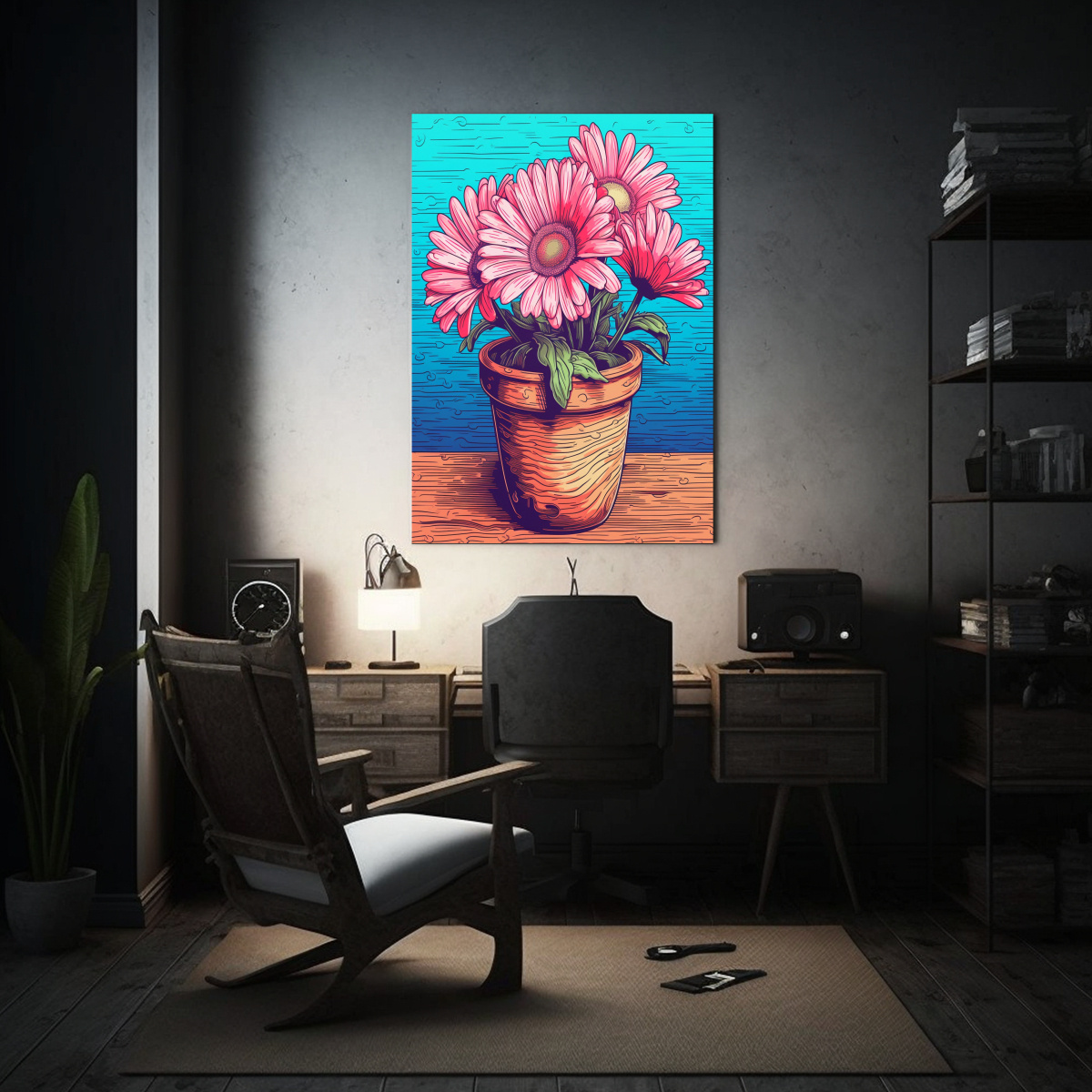 1 PIEZA DISEÑO HOGAR DECO CUADRO DE UNA MACETA 50X65 CM - 2