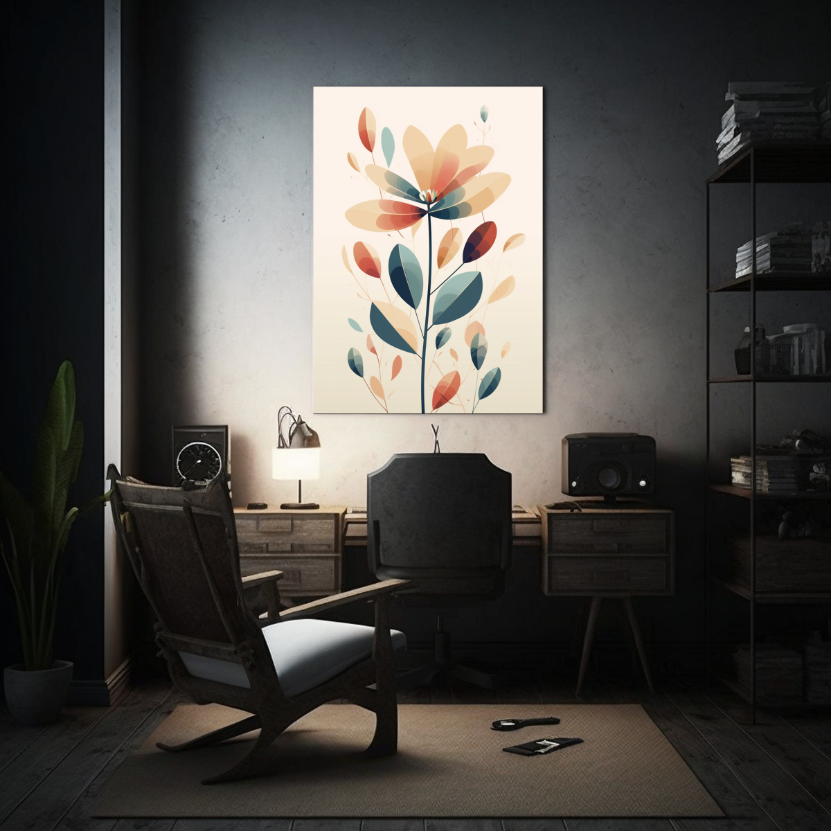 PINTURA AL ÓLEO DE ESCENA BOHEMIA CON FLORES EN 30X40 CM - 2