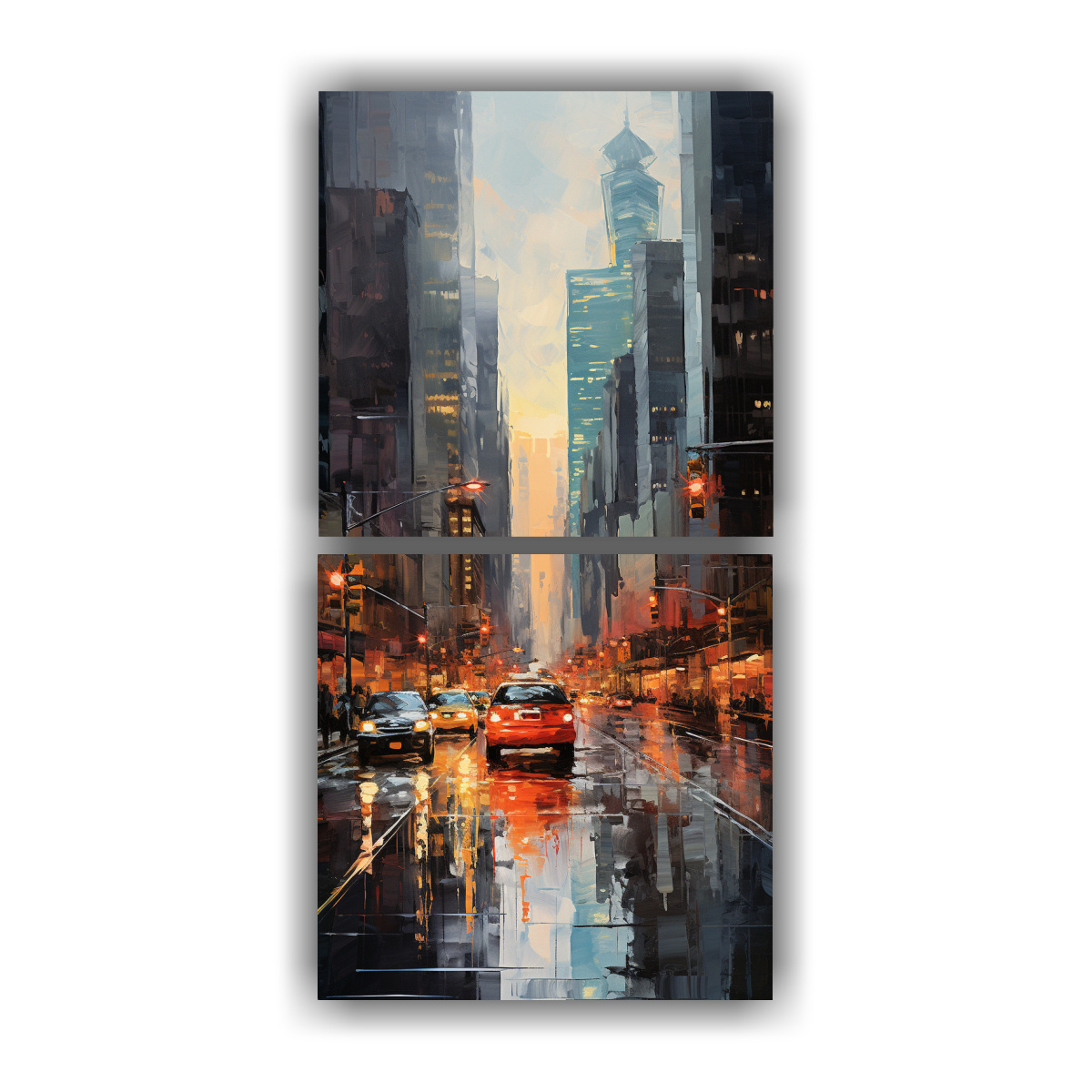 DOS LIENZOS DE TELA HERMOSO ELEGANTE PINTURA DE 70X140 CM - 1