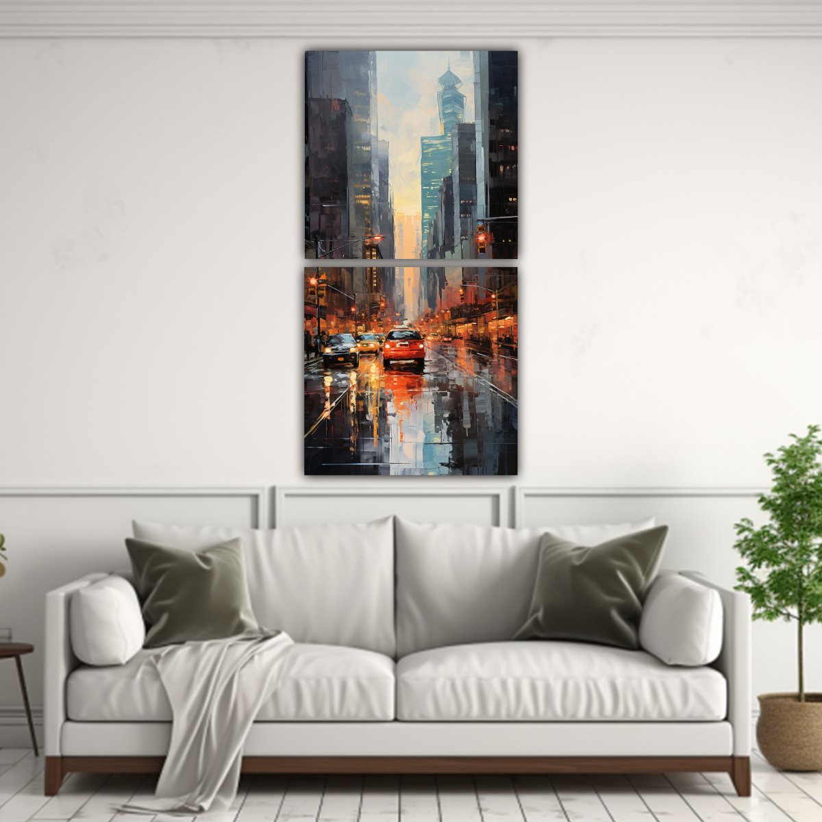 DOS LIENZOS DE TELA HERMOSO ELEGANTE PINTURA DE 70X140 CM - 2