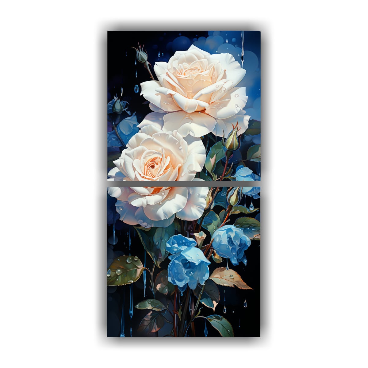 PINTURA ABSTRACTA INSPIRADORA DE ROSAS TURQUESA Y 70X140 CM - 1