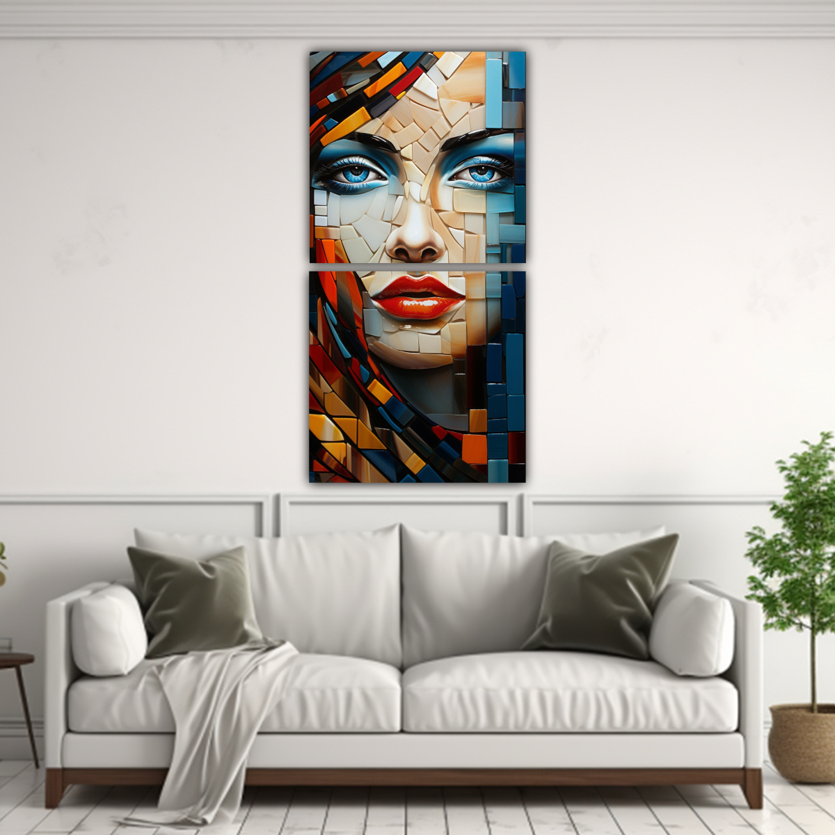 DECORATIVOS LIENZOS CUADRO CLÁSICA EN MOSAIQUISMO 60X120 CM - 2