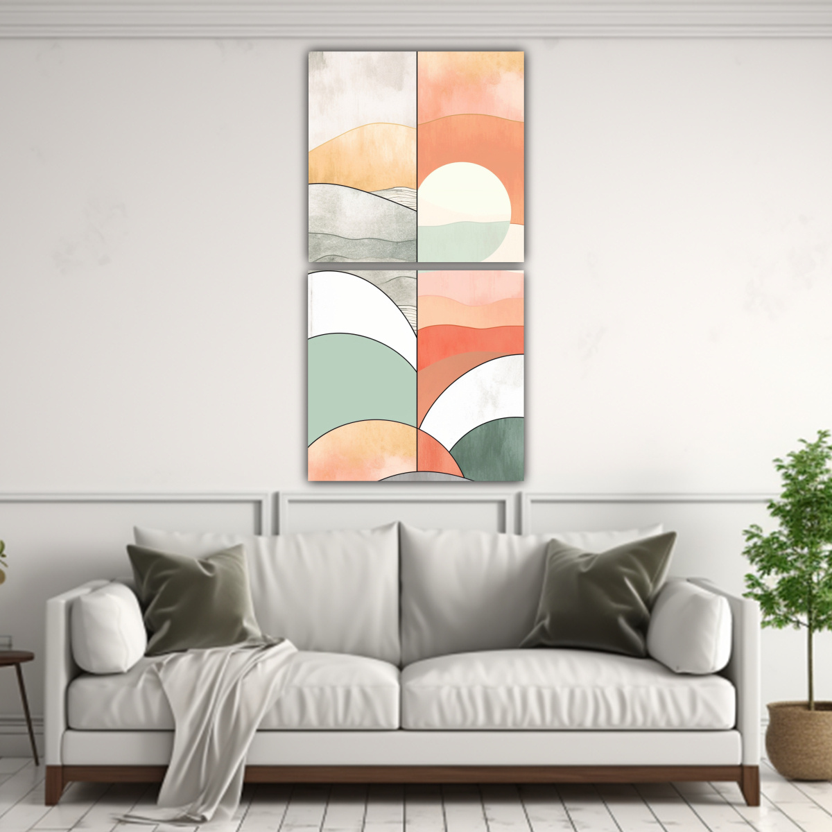 HERMOSO MURAL ABSTRACTO MINIMALISTA BOHO PARA 20X40 CM - 2