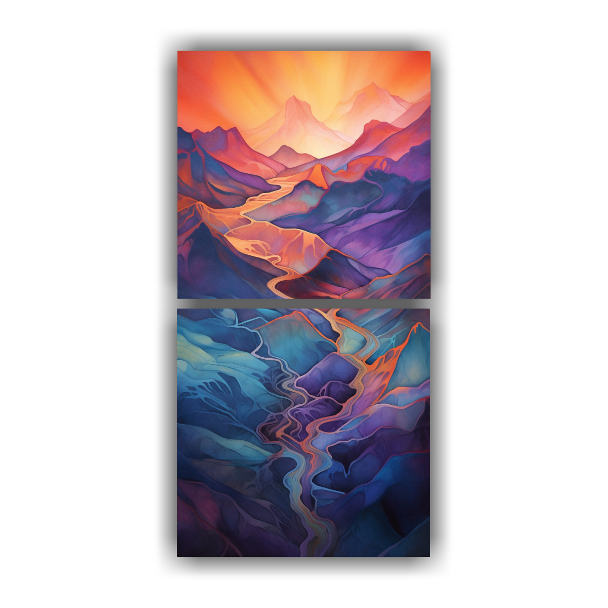 CUADRO ABSTRACTO VERTICAL PARA SALA CON PAISAJE 30X60 CM - 1