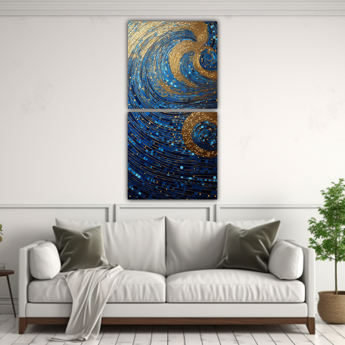 CUADRO TELA CANVAS BAÑO EN ESTILO PUNTILLISMO 70X140 CM - 2