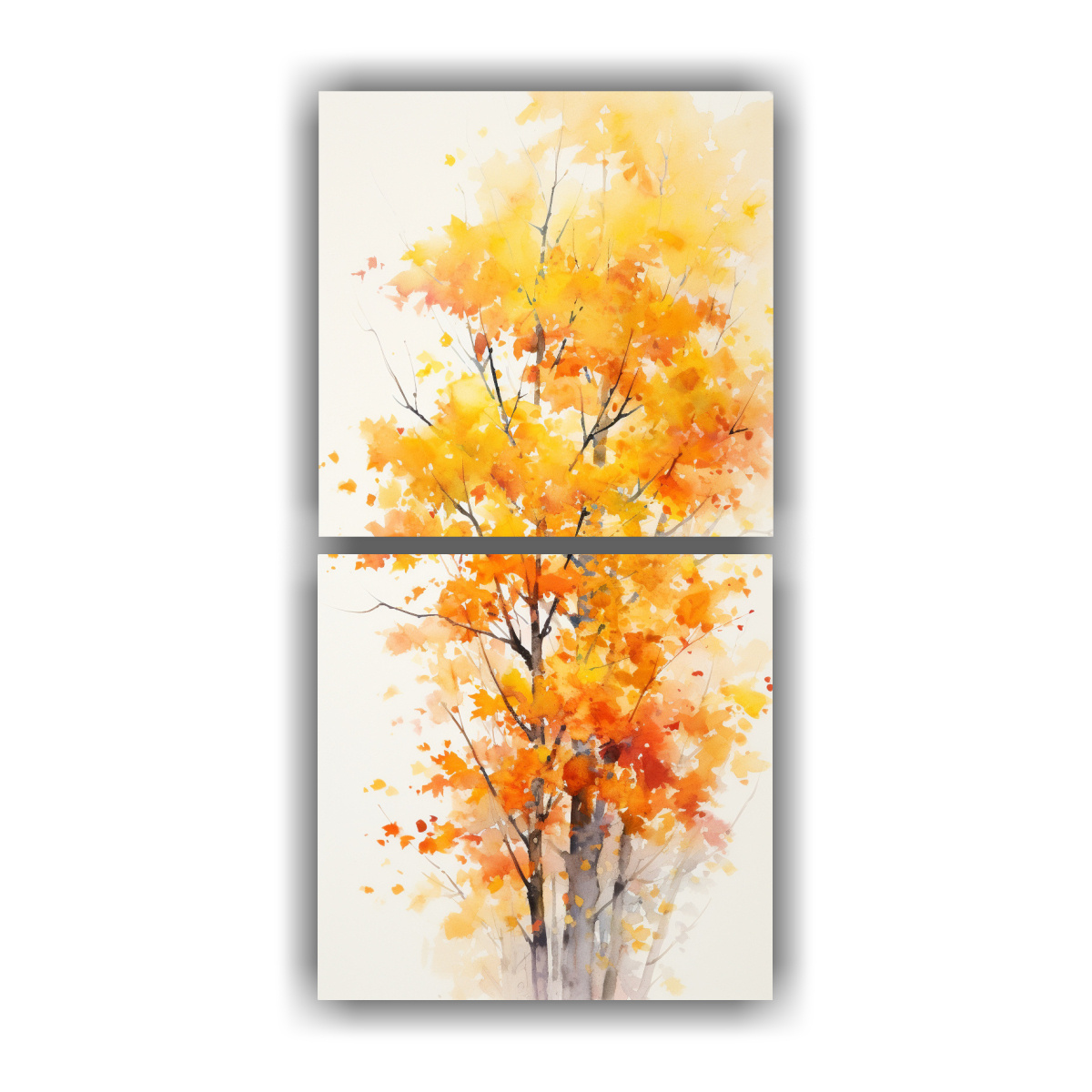 CUADROS ABSTRACTOS DE ÁRBOLES DE ARCE AMARILLOS 80X160 CM - 1