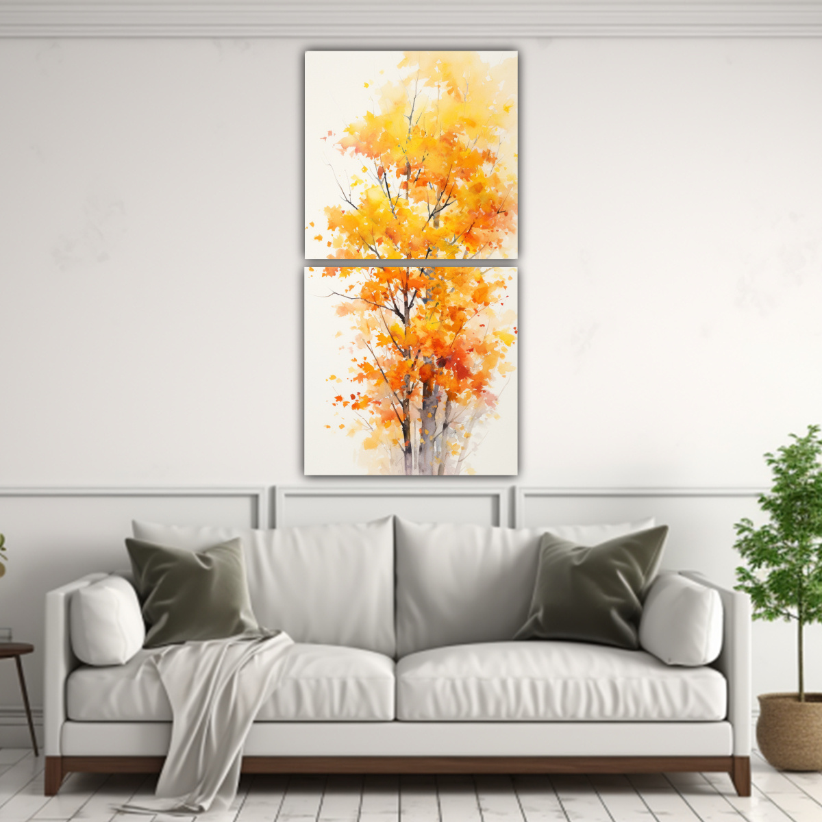 CUADROS ABSTRACTOS DE ÁRBOLES DE ARCE AMARILLOS 80X160 CM - 2