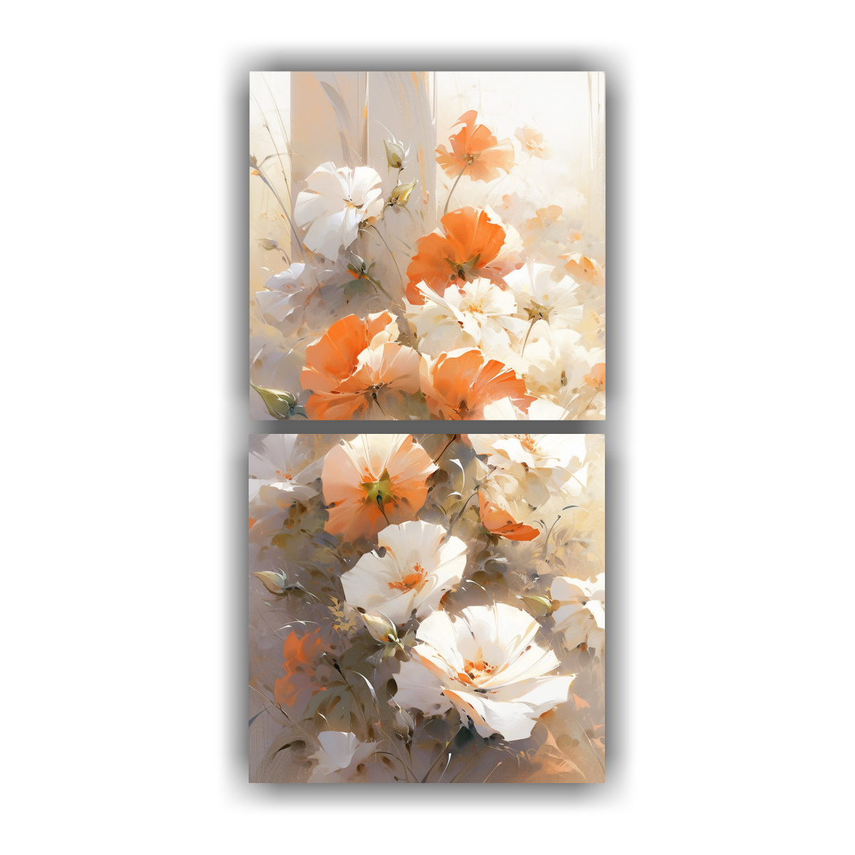 SET 2 CUADRO TONOS SIMPLE A BLANCO Y NARANJA 40X80 CM - 1